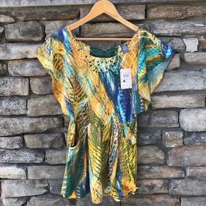 NWT - Free People Gold Printed Tunic